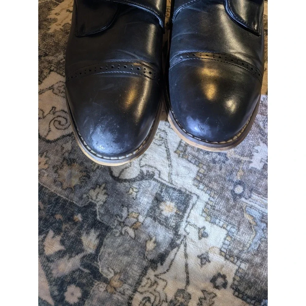 Black Dress Church Wedding Shoes Big Boys Size 6 Brogue Stacy Adams Monk Strap